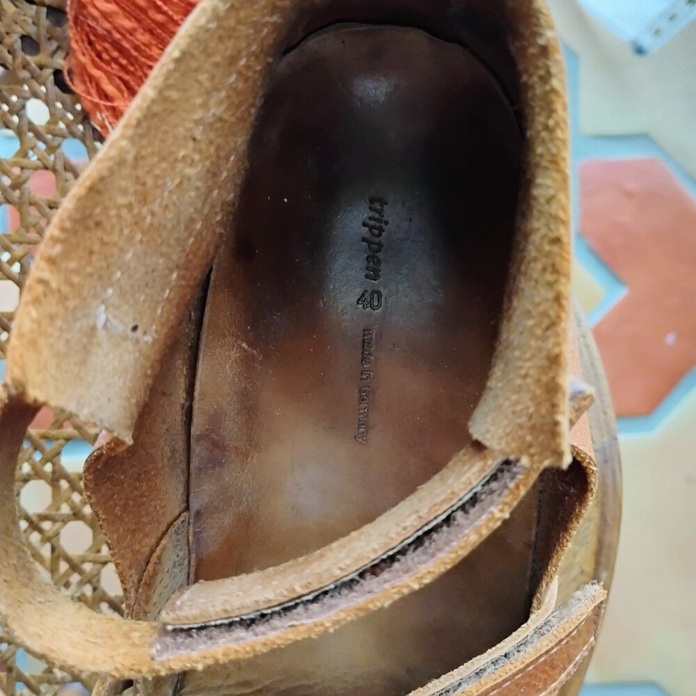 "Sisters" Trippen Tan Leather Rubber Japanese MaryJane Shoes SZ 40 EUC - Picture 7 of 7